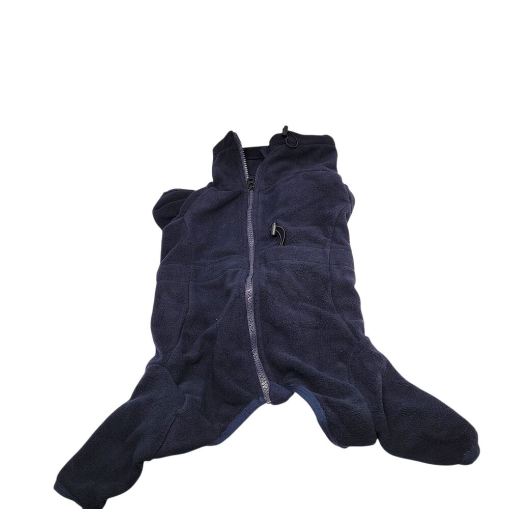Dog Jumpsuit Jacket Sweater Clothes Zip Up Fleece Navy Blue Small